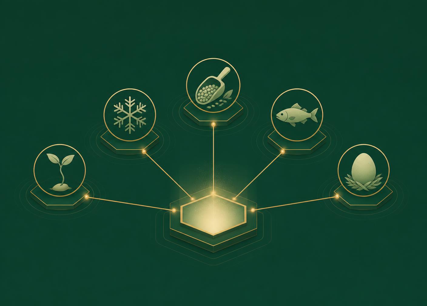 Diagram of the Global B2B Group ecosystem with SeedMatchGroup at the centre connected to ColdMatch, FishMatch, HatchMatch and FeedMatch platforms