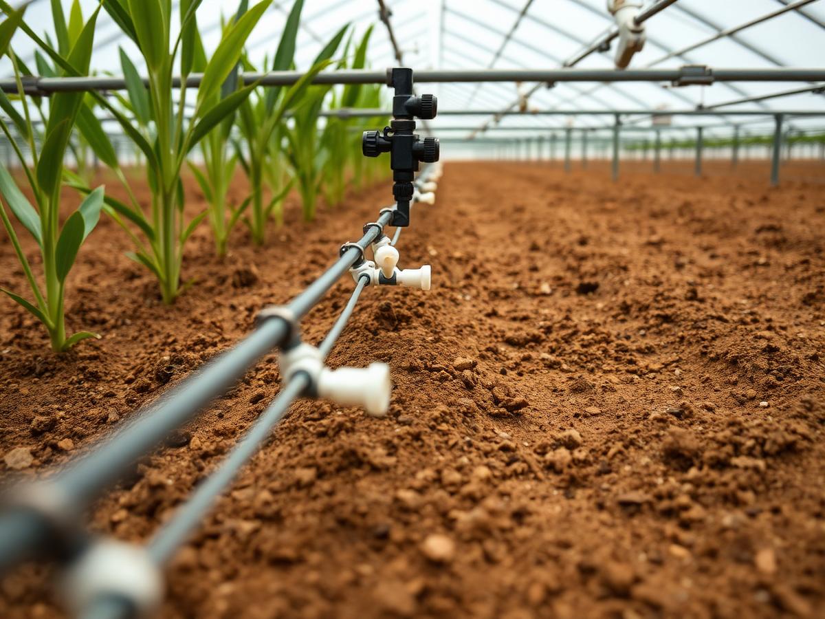 Drip fertigation lines on sandy soil, Benin Drip fertigation lines on sandy soil, Benin