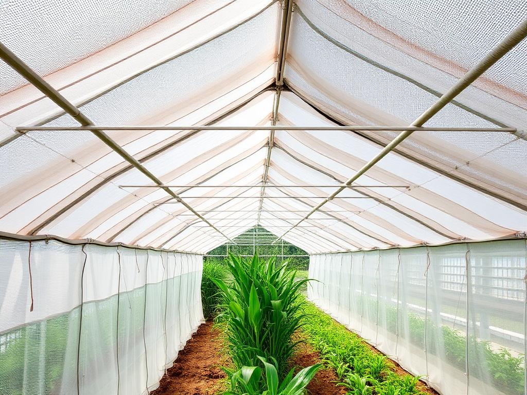 Greenhouse with shade screens and natural ventilation in Mauritius Greenhouse with shade screens and natural ventilation in Mauritius