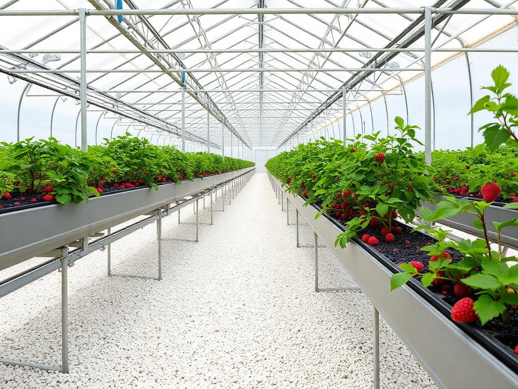 Table-top raspberry and strawberry cultivation in a Moroccan greenhouse Table-top raspberry and strawberry cultivation in a Moroccan greenhouse
