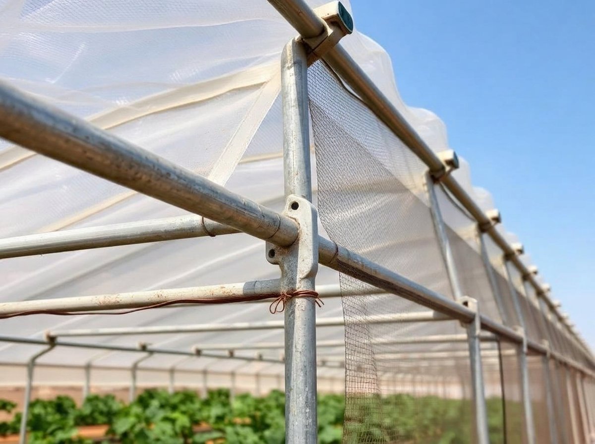 Structure de serre renforcée au Sénégal avec film anti-thermique et résistance au vent Structure de serre renforcée au Sénégal avec film anti-thermique et résistance au vent