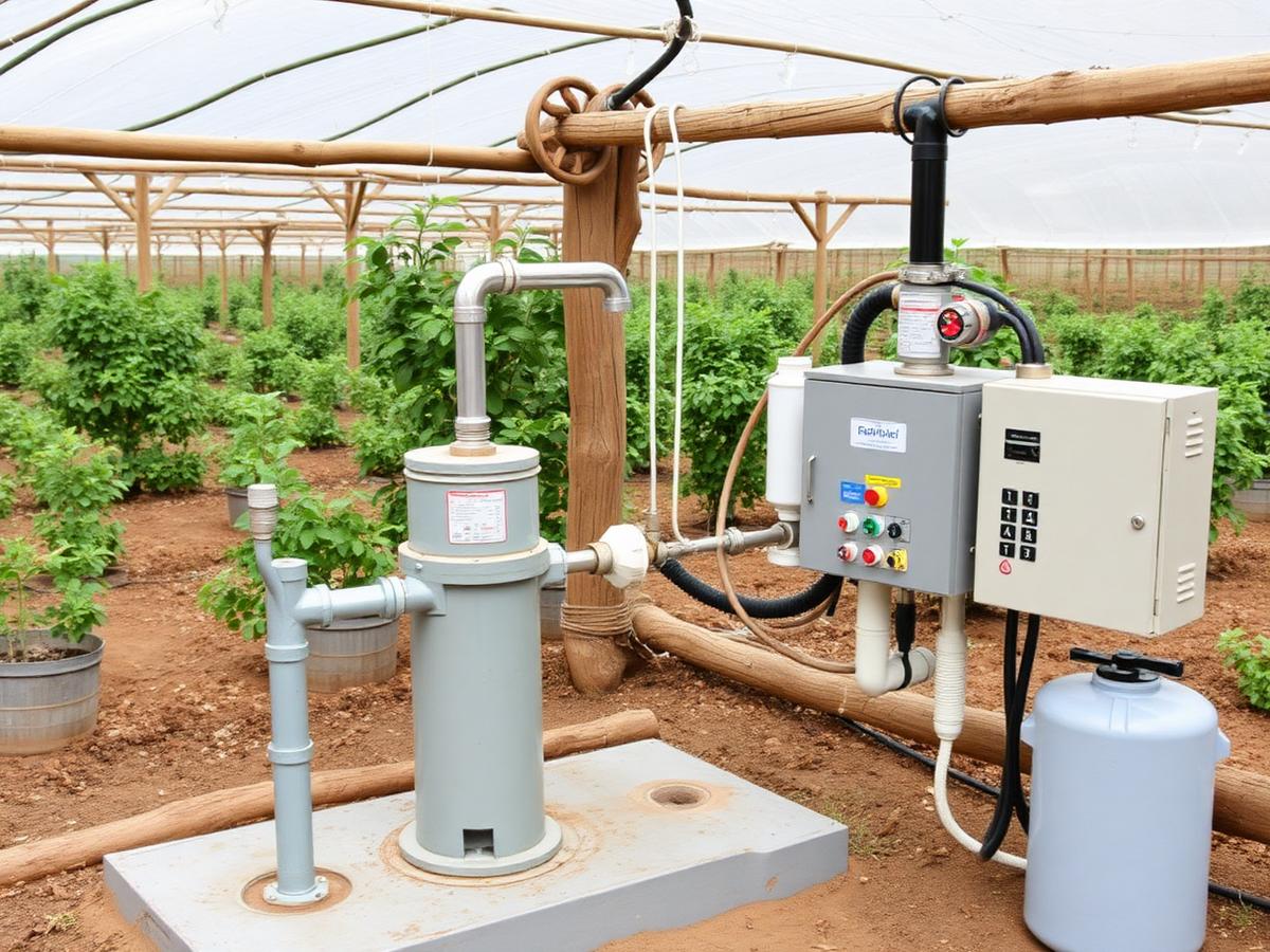 Borehole and water treatment feeding Tanzanian greenhouse Borehole and water treatment feeding Tanzanian greenhouse