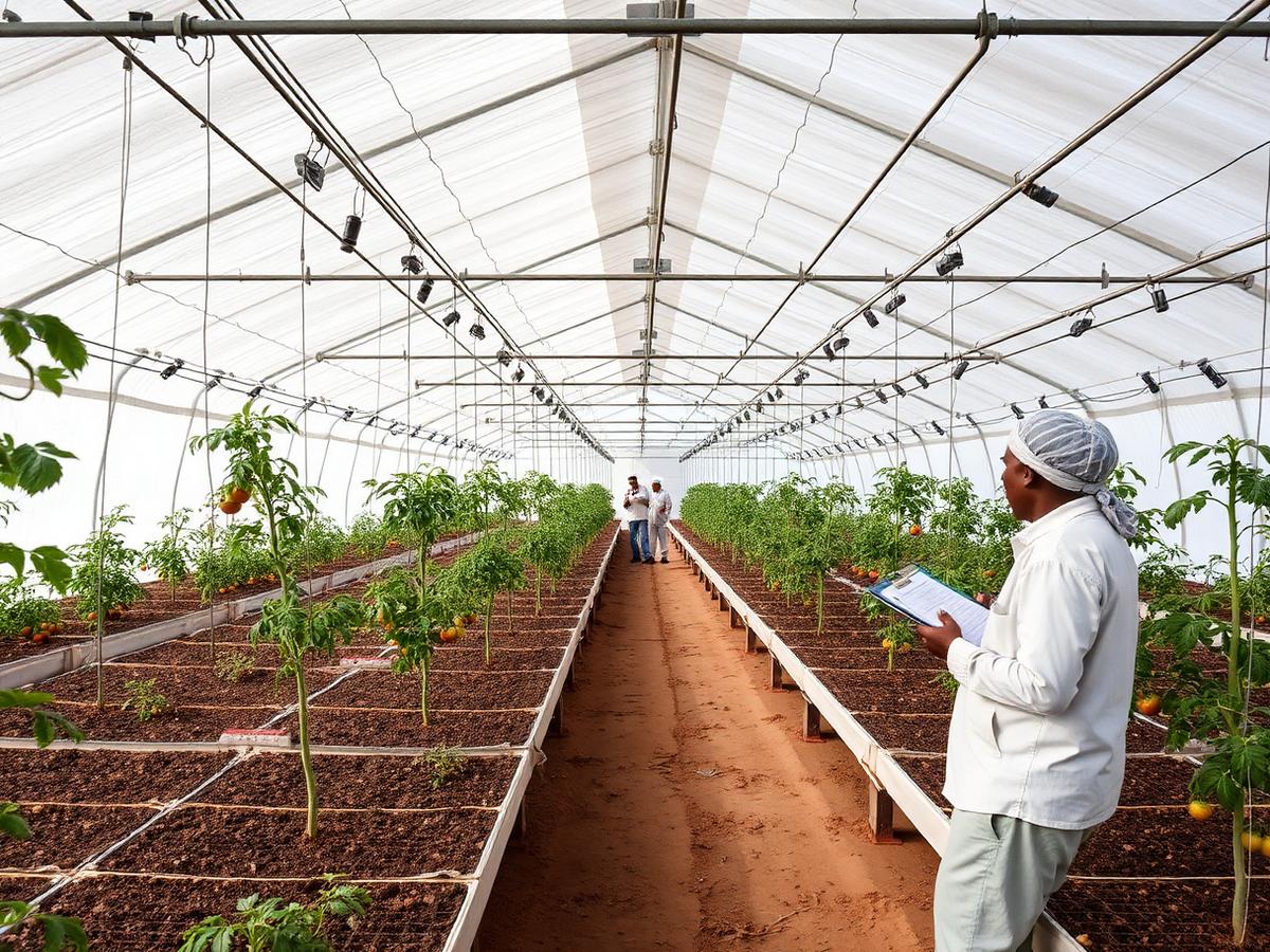 Tomato and capsicum interior in Tanzanian greenhouse Tomato and capsicum interior in Tanzanian greenhouse