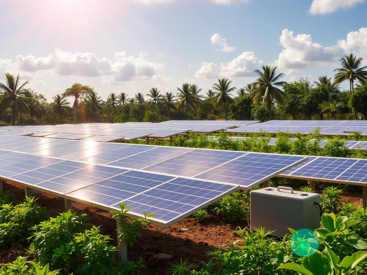 Solar PV array on Togolese greenhouse farm Solar PV array on Togolese greenhouse farm