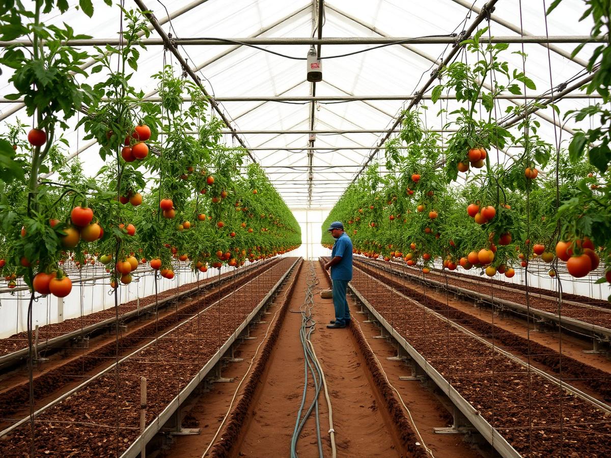 Tomato interior in Togolese greenhouse Tomato interior in Togolese greenhouse