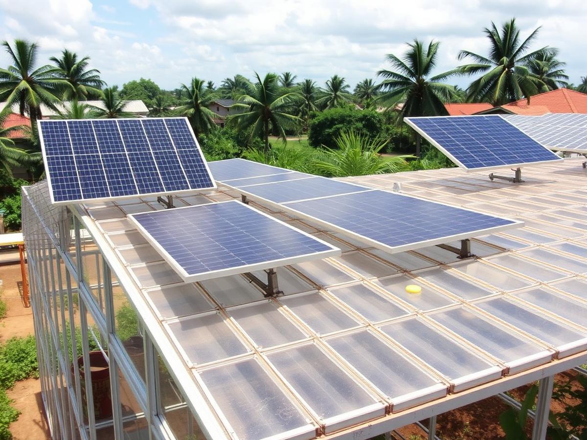 Solar PV array on Ugandan greenhouse farm Solar PV array on Ugandan greenhouse farm