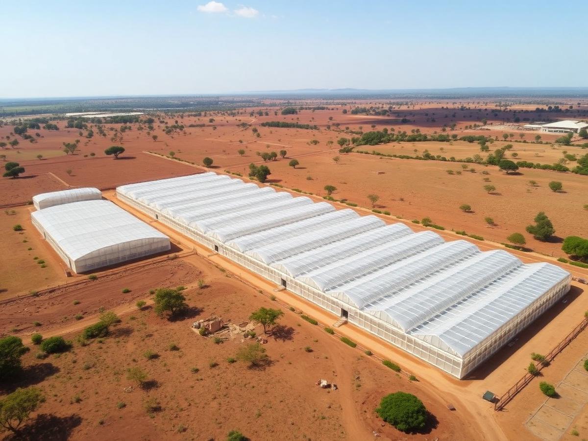 Aerial view of Chisamba commercial greenhouse project, Zambia Aerial view of Chisamba commercial greenhouse project, Zambia
