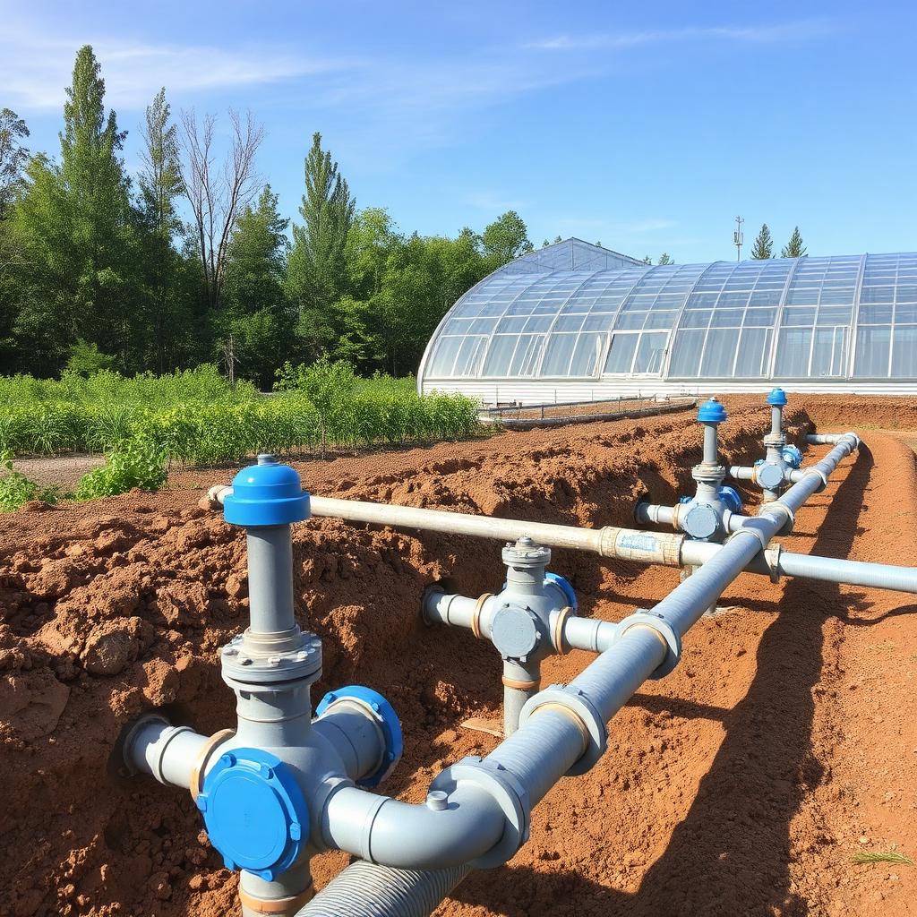 Aquifer thermal energy storage ATES wellheads next to net-zero greenhouse project Aquifer thermal energy storage ATES wellheads next to net-zero greenhouse project